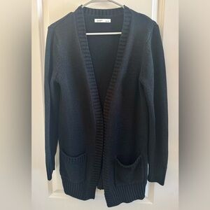 Old Navy Open Front Cardigan Black with Silver Metallic Thread Size Medium